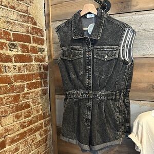 Bluivy Black Denim Sleeveless Romper